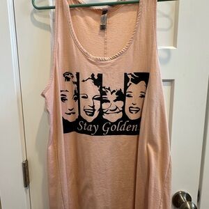 Stay Golden Peach Tank Top with Black Graphic Size XL
